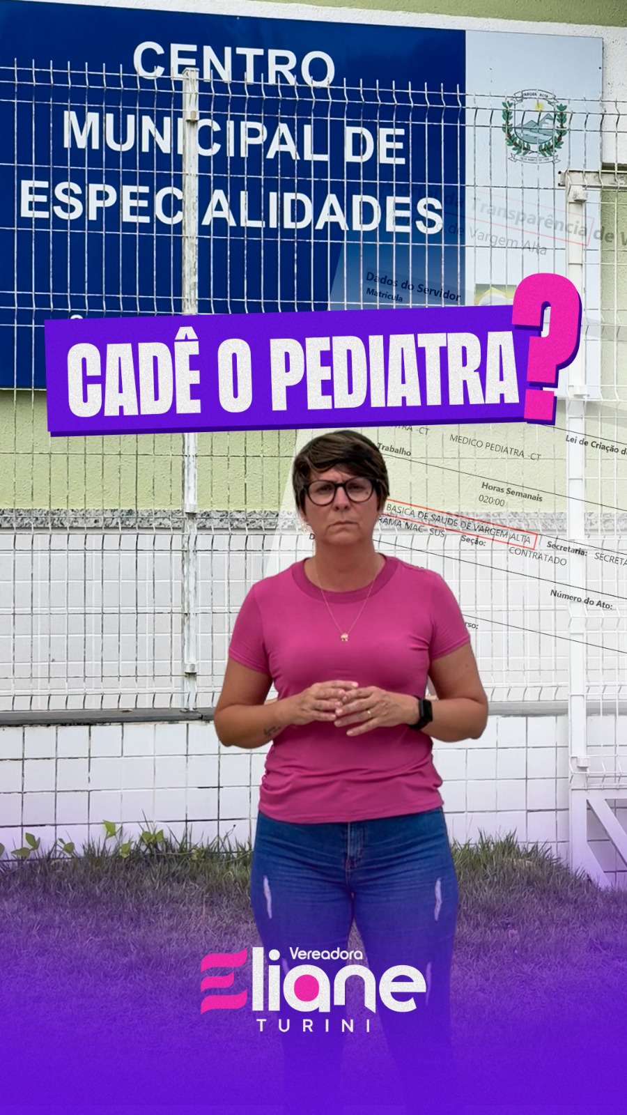 Pais e mães querem saber cadê o pediatra do Centro de Vargem Alta indicado no Portal da Transparência